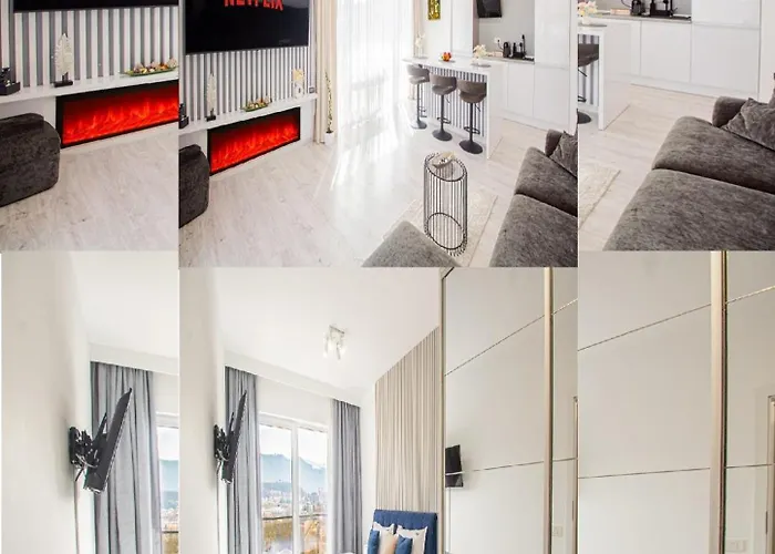 Spacious Holiday New Apartment- Family Friendly - Mountain View - Huge Balcony - Top Floor - Acs - Outlet Mall - Grocery Brașov